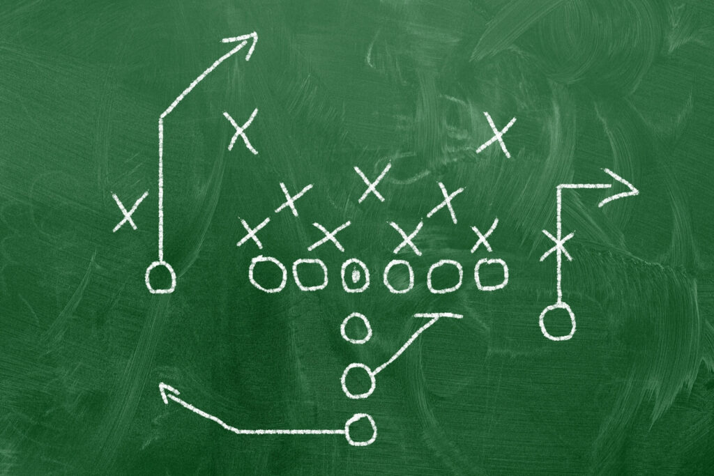 A sketch of a football game plan.